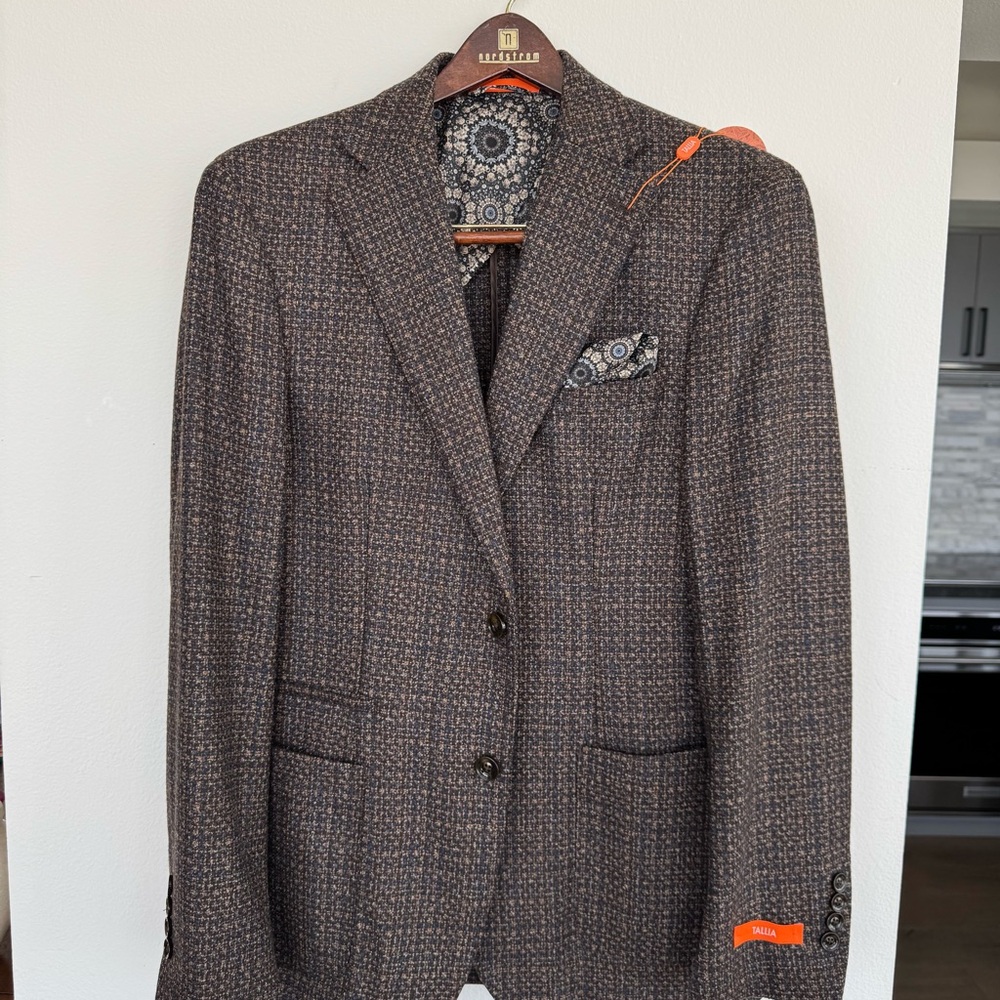 Tallia Mens Slim Fit 38 REG Vesprito Blazer Sport coat Jacket Brown